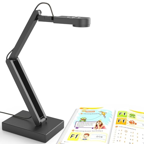 Gawervan Visualiseur de Classe 12MP, Caméra Document 4K Zoom Numérique – 3104P Webcam PC pour Format A3 avec Éclairage LED, Microphone, Mise au Point Automatique, Compatible Windows, Mac et Chromebook