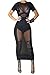 Zeagoo Women's Short Sleeve Mesh Patchwork See Through Sexy Club Black Dress