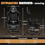 GTRACING Gaming Chair with Footrest, Ergonomic High-Back PU Leather Computer Chair with 3D Adjustable Armrests, Headrest and Lumbar Support, Office Desk Chair with Diamond Stitching for Adults & Teen