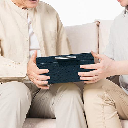 Sophinique Faux Ostrich Leather Decorative Boxes (2Pcs), Storage Hinged Boxes, Jewelry Organizer, Accessory Organizer, Nested Decorative Boxes #TOP6