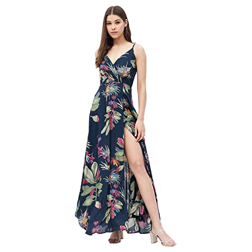 Image of Harpa Women's Rayon Modern Maxi Casual Dress (GR6387A- Blue Medium)