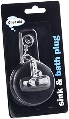 Chef Aids Black Rubber Plug for Sinks and Baths. with Chrome Chain.