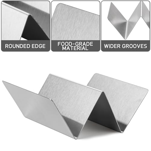 Taco Holder Set of 6 Stainless Steel Taco Holder Each Metal Taco Stands for 2 Tacos, Dishwasher Microwave Safe (Set of 6)