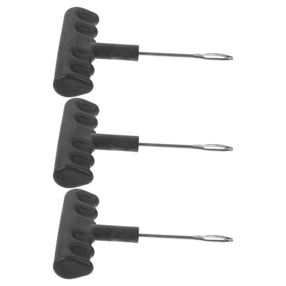 FRCOLOR 3piezas Kit Repara Pinchazos Neumáticos Herramienta para Tapones Reutilizable Compatible Coches Motos Camiones Bicicletas Fácil Uso Reparación Rápida