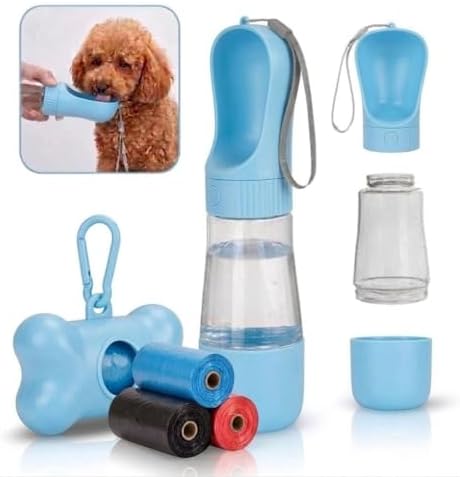 Kit com Bebedouro Portátil para Cachorro 2 em 1 – Garrafa 320ml +...