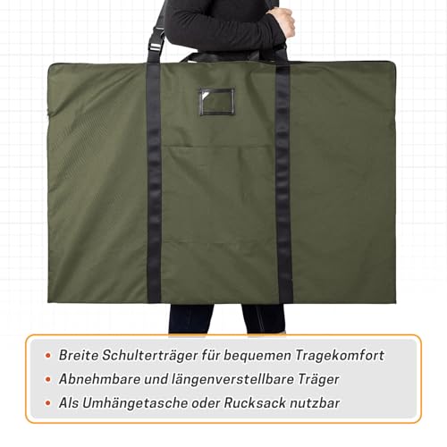 GNEGNI LIFE Künstler Portfolio Tasche A1, 61 x 91,4 cm Zeichenmappe mit Schulter und Tragegriff, wasserdichte Malmappen für Kunstwerke, Skizzen, Zeichnungen, Gemälde, Poster, Fotografie (Olivgrün)
