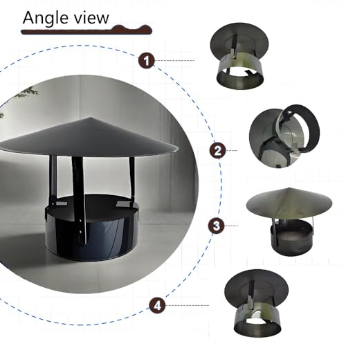 Cappa de ventilación para chimenea de 29 cm en acero inoxidable 6