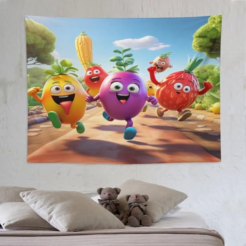 Tapisserie murale légumes PAZZK 150x200cm pour décoration de chambre