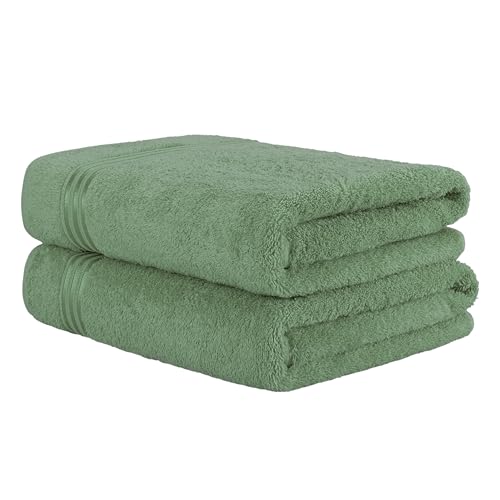 Hammetex 2er Set Extra Große Badetücher – 80x200 cm, 500 GSM, 100% Baumwolle – Weich & Saugfähig – Luxuriöse Große Spa-Handtücher, Salbeigrün