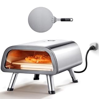 VEVOR Forno Elettrico per Pizza 12 Pollici, Pizzaiolo in Acciaio Inossidabile con Pietra Pizza Spatola, Riscalda Fino a 850°F, Forno per Pizza per Interni ed Esterni per Ristorante, Casa, Campeggio