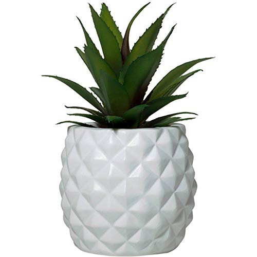 Artificial Succulent Potted Pineapple Decor - Fake Pineapple Home Office Kitchen Table Decoration (White) #TOP9