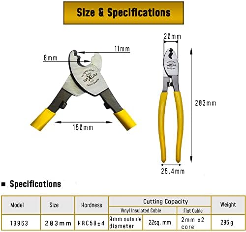 WIXUM Cable Cutters (Pack of 1) 210mm Chrome Vanadium Material with Hardness Cutting Blade & Non-Slip Handle - Wire Cutters Heavy Duty with Strong Grip, Orange, 8 x 3 x 0.5 Inches