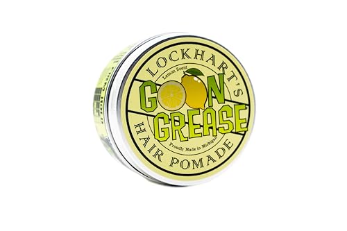 Lockhart's Oil Based Original Goon Grease - Handcrafted Pomade for Men – Firm Hold, High Shine - Locks in Moisture & Easy to Recomb - Lanolin and Avocado Oil for Conditioning - Lemon Scent (3.4 oz)