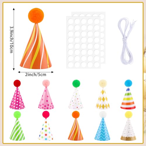 image for Atiloy 10 PCS Colorful Mini Party Hats for Stuffed Animals Lovely Pape