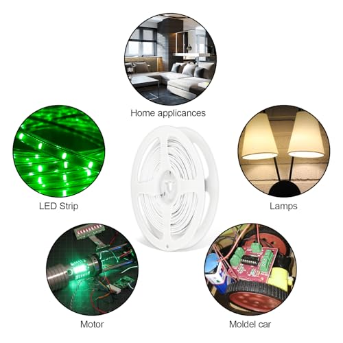 Image of 32.8FT 24AWG 2 Conductor Low Voltage LED Extension Cable Wire, 2 Core Parallel Wire for LED Strip Lights, Outdoor Use, Waterproof, UL2468 Certified, White