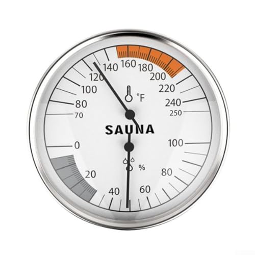 Feegow 2-in-1 Sauna Thermometer and Hygrometer, Round Metal Thermo-Hygrometer, Sauna Temperature Thermometer Accessories for Steam Room Sauna Room