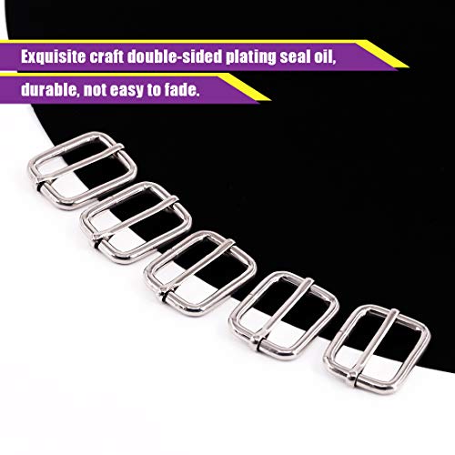 Swpeet 60Pcs 1 Inch / 25Mm Sliver Heavy Duty Metal Rings Metal Rectangle Adjuster Triglides Slides Buckle, Roller Pin Buckles Slider Strap Adjuster Keychains For Belt Bags Diy Accessories #TOP3