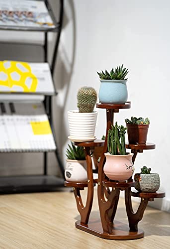 Plant Stand, Bamboo Potted Plant Stand, 8-Pallet Assembled Flower Stand, Desktop Window Sill Corner Small Flower Pot Display Stand(Color Brown) #TOP4