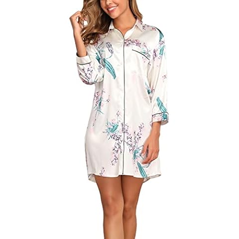 Giorzio Women's Soft Button Down Sleepshirt Pajama Top Apricot,L Cover