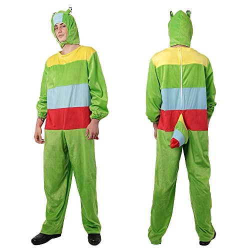 Disfraz Gusano Multicolor Hombre para Carnaval, Halloween y Fiesta de Cosplay (L)