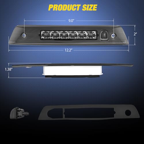 Image of Nilight Third Brake Light Tail High Mount 3rd Stop Lights Smoked Lens Compatible with Jeep Grand Cherokee 2005 2006 2007 2008 2009 2010 Van SUV Rear Center Cab Lamp