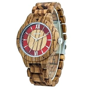 Men Wooden Watch Fashion Quartz Analog Wristwatch Metal and Wood Dial Case Diameter 44MM Mens Watches