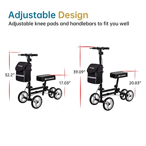 Elenker Knee Scooter Economy Knee Walker With Dual Braking System For Injury Or Surgery To The Foot, Ankle Injuries Black #TOP1
