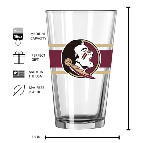 Image of Logo Brands NCAA 16 oz Pint Glass - Durable Glass With Bold Team Color- Chip-Resistant Rim Drinkware For Fans, Tailgates, Home Bars & Everyday Use