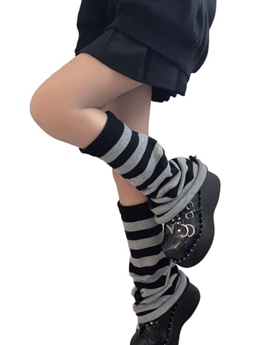 Image of WODECASA Girls Kawaii Leg Warmers Knitted Flared Leg Sleeves Goth Crochet Baggy Cuff Ankle Heap Socks
