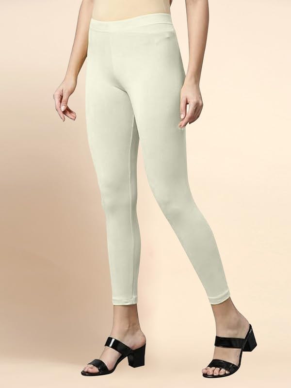Image of TRENDMALLS Women's Microfiber Elastane Stretch Soft Cropped Leggings with Ultrasoft Waistband for Women