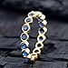 THE ONE CARATS 0.50 Ct Round Blue Sapphire Diamond Full Eternity Wedding Bands for Women 14K Yellow Gold Plated Bezel Set Stacking Band Ring 925 Sterling Silver Handmade Promise Ring