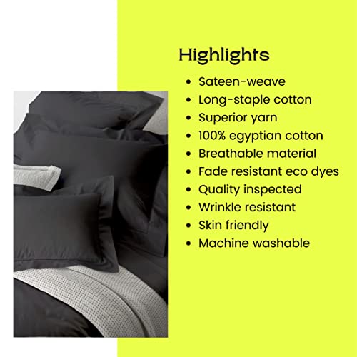 The Thread Work - Premium Quality 600 Thread Count 100% Egyptian 2 Piece Pillowcase Set With Italian Finish - King Size, Elephant Grey Colour #TOP4