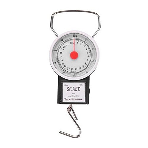 Preisvergleich Produktbild URIJK Tragbare Mini Waage Federwaage mit Maßband Elektronische Fischwaage Hängewaage Hängewaage Küchenwaage Kofferwaage Gepäckwaage Handwaage Zugwaage bis 22kg Für Angeln Jagd Reisen Koffer Haushalt