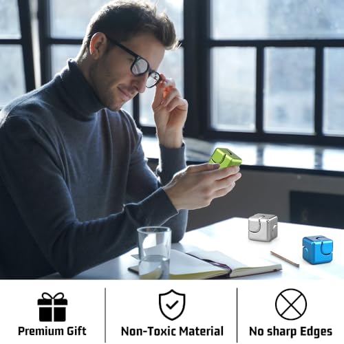 Image of Dilabnba Fidget Spinner Cube Toy for Boys 3-12 Kids Adults, Fidget Block Figner Spinner Focus 2 in 1 Spinning, Mini Easter Basket Stuff Desk Relaxing EDC Toy (Green)