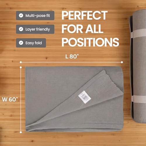 Image of Yogikuti Cotton Iyengar Yoga Blanket | Soft Breathable Yoga Support Blanket for Restorative & Iyengar Yoga, Meditation, Pranayama Practice | Yoga Accessories & Props (Grey)