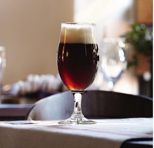 Bormioli Rocco ‘Executive’ Pint Beer Glasses Set of 6 (53 cl) – Italian Stemmed Beer Glasses – Ultra-Clear Star Glass – Dishwasher Safe