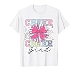 Groovy Cheer Girl Coquette Bow Girls Cheerleading T-Shirt