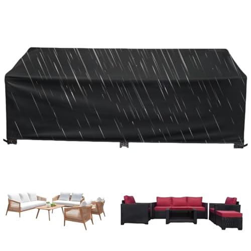 ZCHCJ Patio Furniture Covers, 122" L x 47" W x 24" H /300x120x62cm Outdoor Sectional Sofa Cover Waterproof, Heavy Duty 420D Patio Cover for Outside Garden Dining Table and Chair Set
