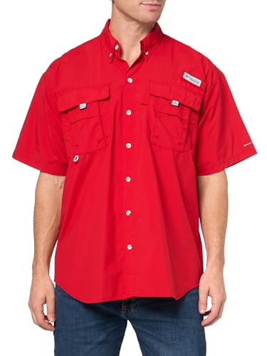 Columbia Men's Bahama II Short Sleeve Shirt, 2024 Red Spark, 3X Big