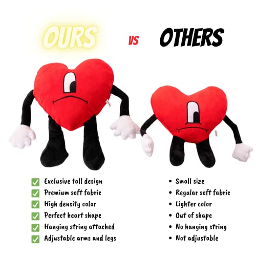 Noveltyfluffy Large 23In (60Cm) Bad Cute Bunny Plush Un Verano Sin Ti Plush Toy Premium Soft Fabric Red Heart Cushion Gift For Fans Kids Kawaii Rabbit Stuffed Animal Bedroom Decor Hugging Pillow #TOP3