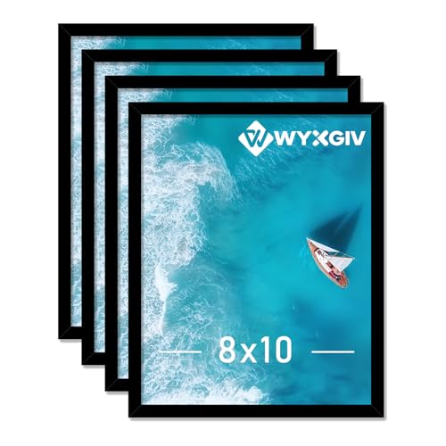 Wyxgiv Black 8x10 Picture Frame Set of 4 Lightweight yet Durable Frame