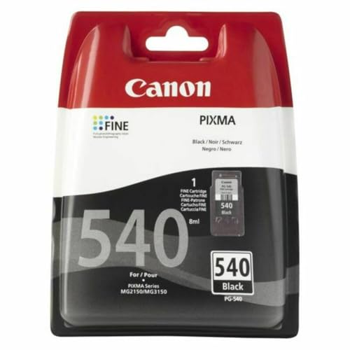 Canon Ink - PG-540 Genuine Black Printer Ink Cartridge - Prints Up to 180 A4 Pages (1 x Cartridge) - Compatible with PIXMA MX MG & TS