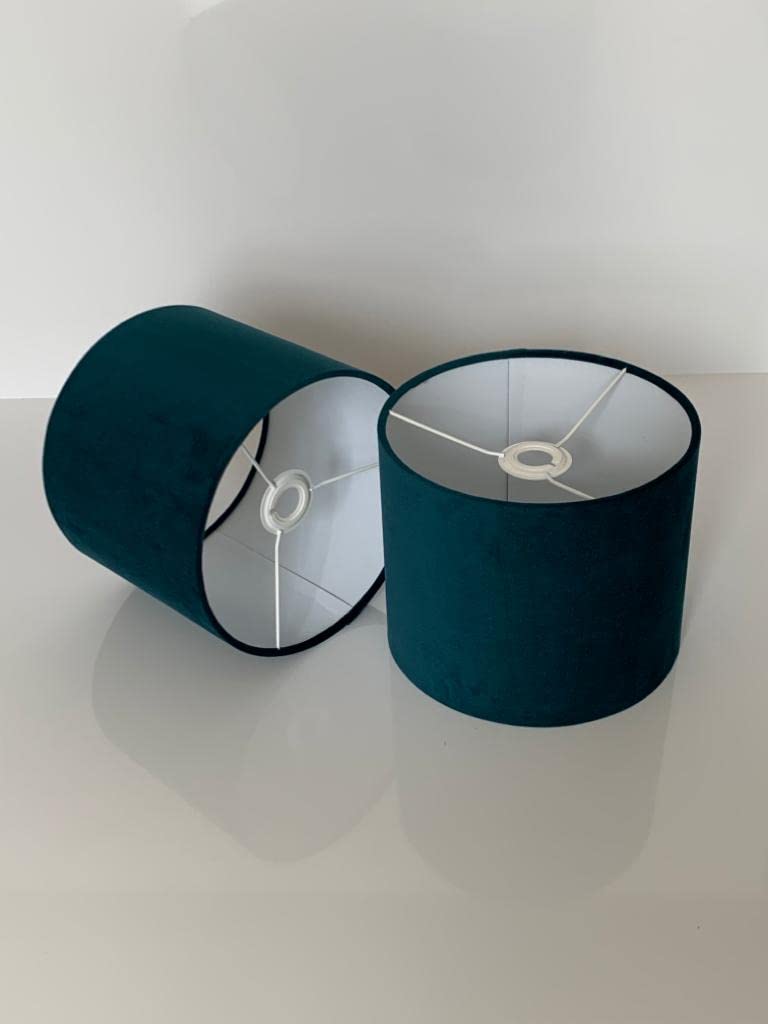 New Upholstery Velvet Fabric lamp Shade Pendant Light Shade Drum Shape Teal