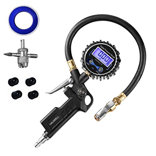 HAUSBELL Digital Tire Pressure Gauge, Air Pressure Gauge,& 12V 15A 12' Foot Heavy
