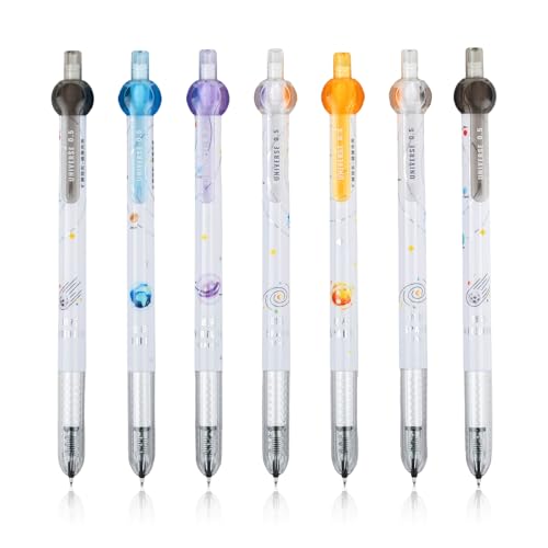 Bolígrafos de gel negro 0.5 mm retractables pack de 7 miniatura 1