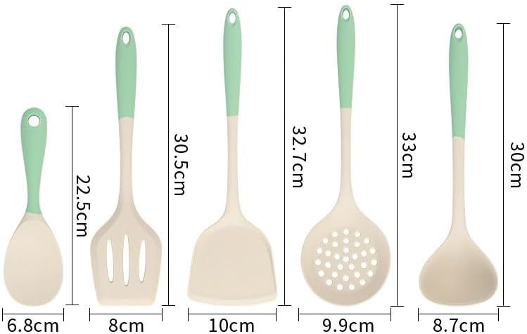 Color Blocked Silicone Spatula Soup Spoon Large pot Strainer Rice Set