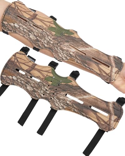 TOPARCHERY 12" Cow Leather Arm Guard Protector with 4 Adjustable Straps (Camouflage)