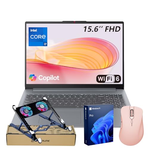 Image of Lenovo IdeaPad Slim 3 Business AI-Enhanced Productivity Laptop, 15.6" FHD Display, Intel Core i7-13620H, 16GB RAM, 512GB SSD, Wi-Fi 6, W11P, SD Card, Bundle with PCO Laptop Cooler & Thunderobot Mouse