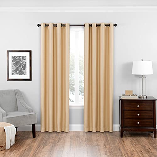 ECLIPSE Bryson Modern Blackout Thermal Grommet Window Curtain for Bedroom or Living Room (1 Panel), 52" x 84", Wheat