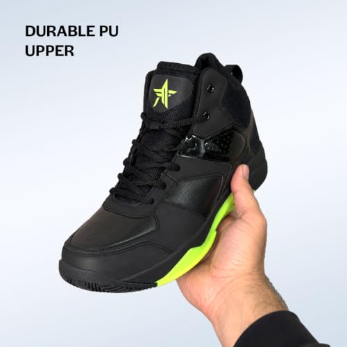 Image of FAUSTO Men High Top Colorblocked Chunky Classic Lace Up Sneakers|Breathable Basketball Shoes with Memory Cushion|Anti Skid Comfort Grip Sole